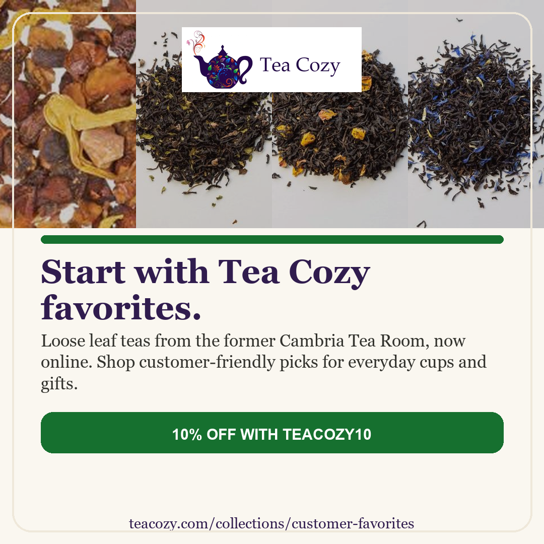 Tea Cozy customer favorites loose leaf tea collection with first order offer